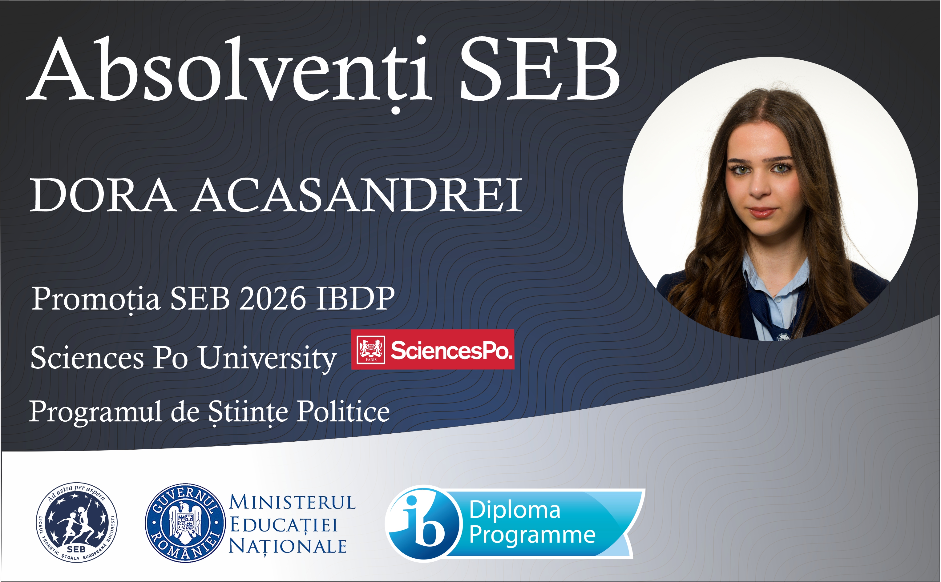 Dora Acasandrei, admisă la Științe Politice la Sciences Po Paris
