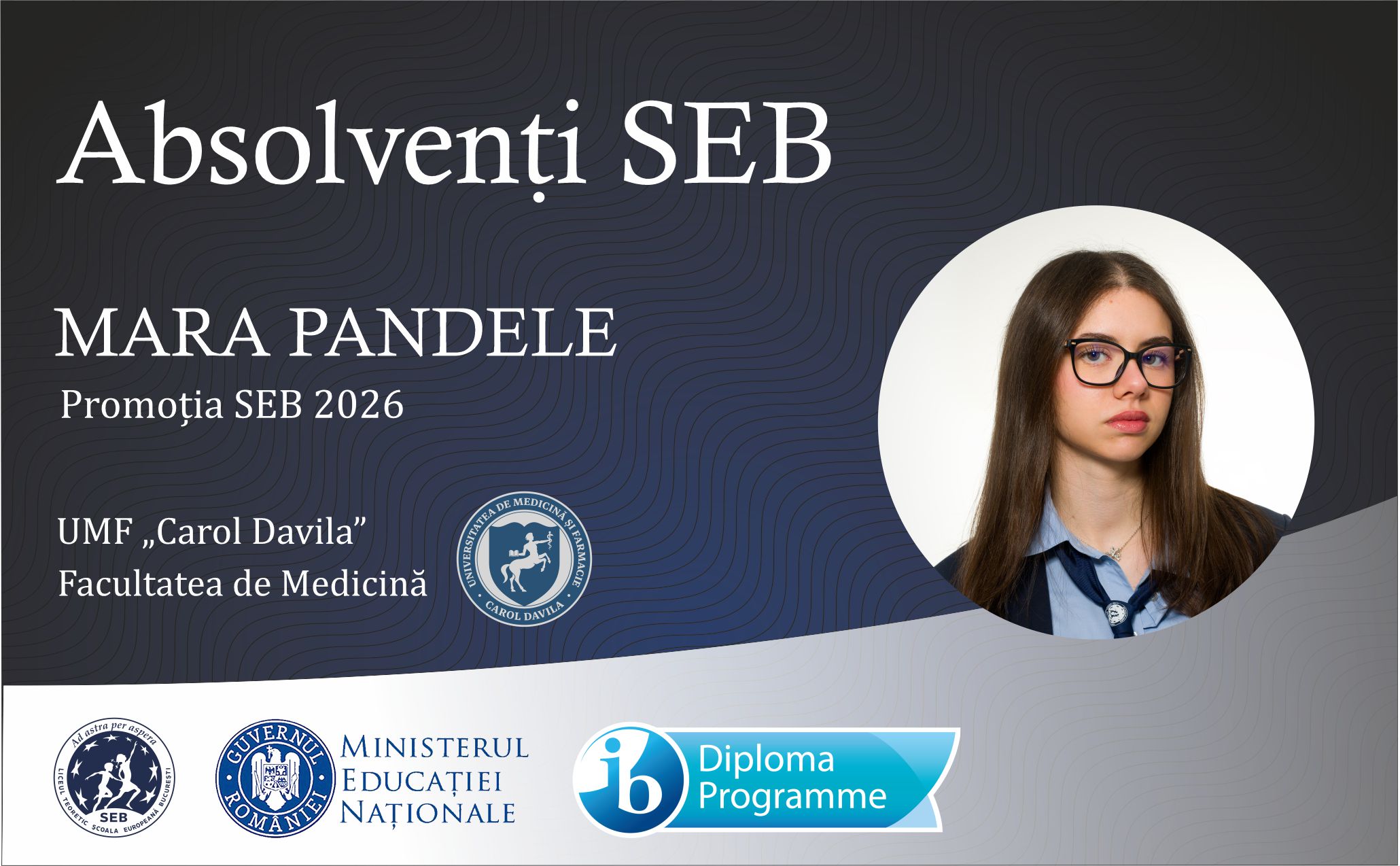 Mara Pandele, admisă cu bursă la Facultatea de Medicină – UMF „Carol Davila”